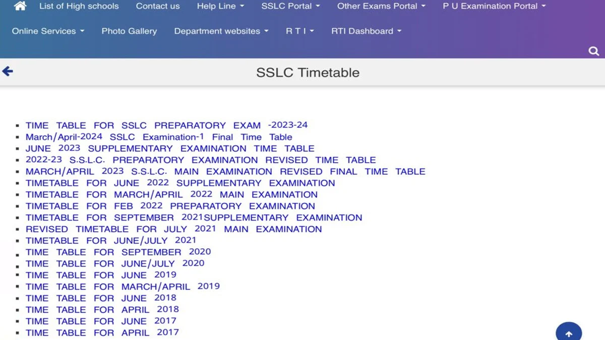 SSLC Exam Time Table Official Website Syllabus List Pic 